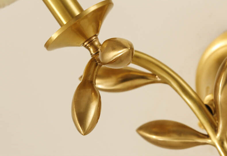 Golden And Jade Leaves Full Copper 1-Light Wall Sconce Lamp