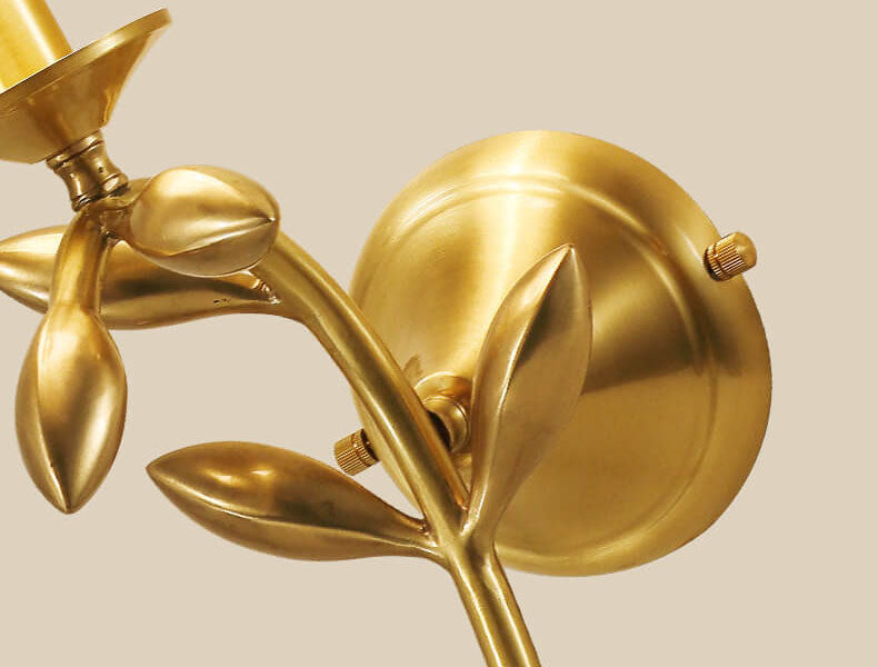 Golden And Jade Leaves Full Copper 1-Light Wall Sconce Lamp