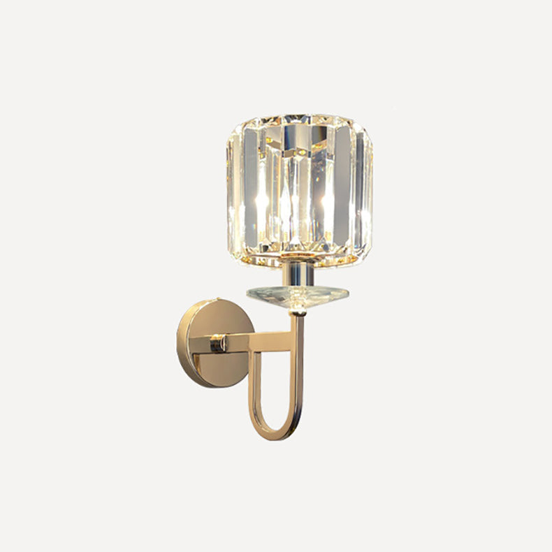 Metal Steel Crystal Ball Cylinder 1-Light Wall Sconce Lamp