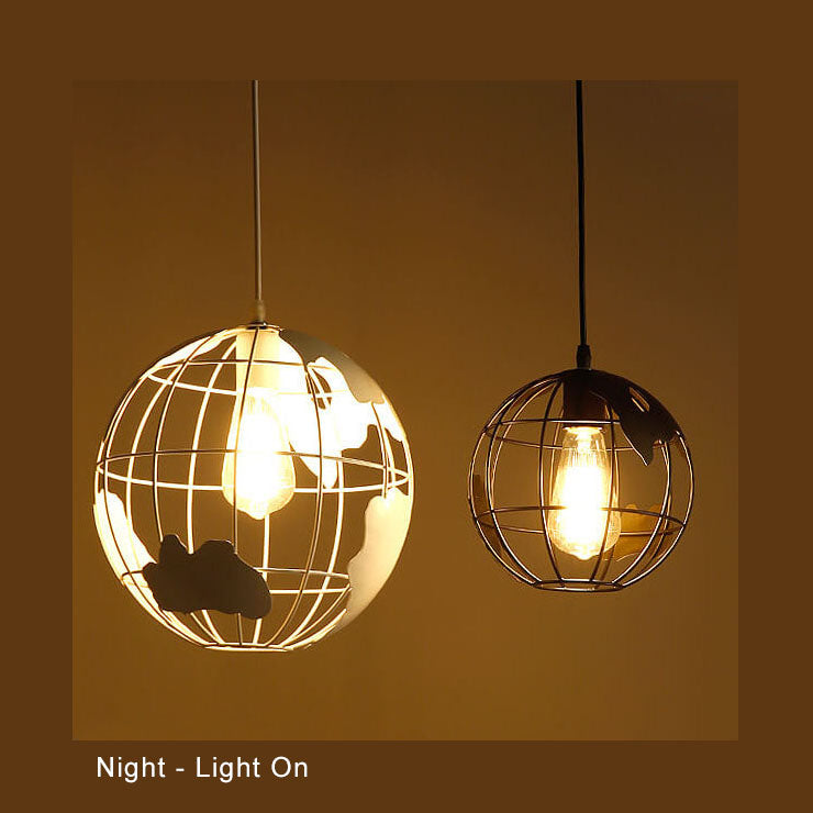 Earth Shaped Metal Lampshade 1-Light Globe Pendant Light