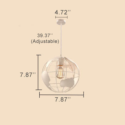 Earth Shaped Metal Lampshade 1-Light Globe Pendant Light