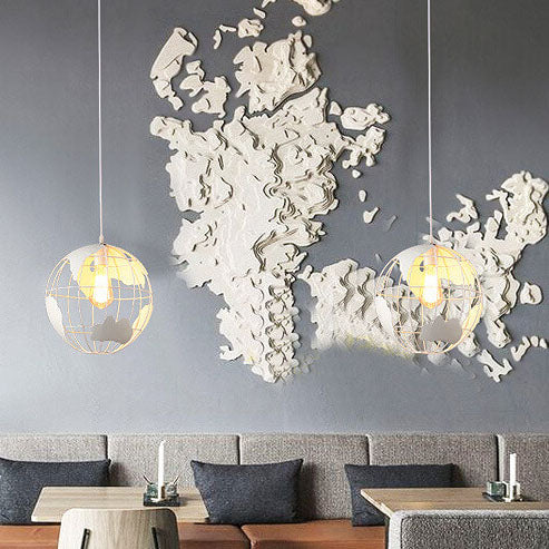 Earth Shaped Metal Lampshade 1-Light Globe Pendant Light