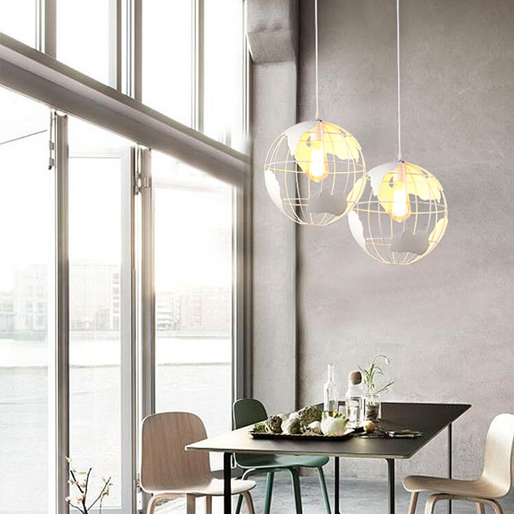 Earth Shaped Metal Lampshade 1-Light Globe Pendant Light