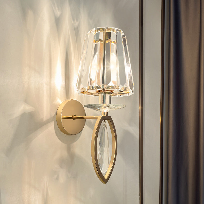 Metal Steel Crystal Ball Cylinder 1-Light Wall Sconce Lamp