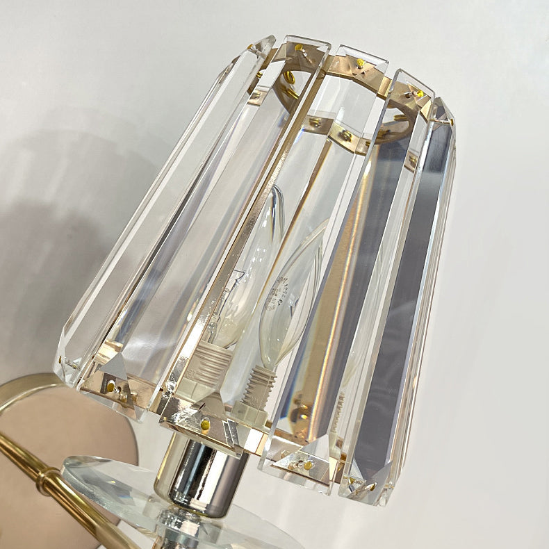 Metal Steel Crystal Ball Cylinder 1-Light Wall Sconce Lamp
