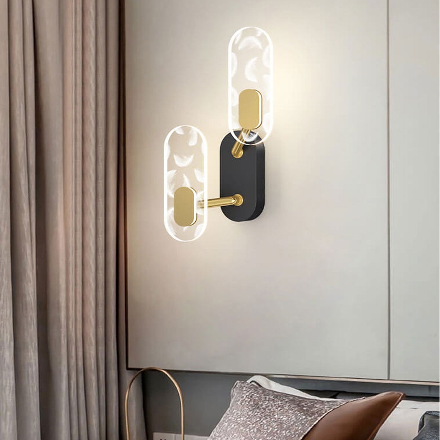 Creative Acrylic Ring Black Gold LED Wall Sconce Lamp