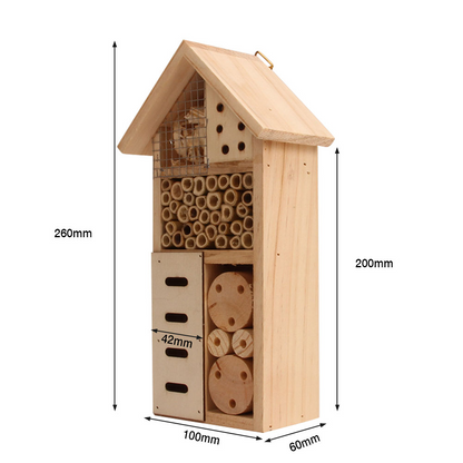 Wooden Bee House Insect Shelter for Gardens