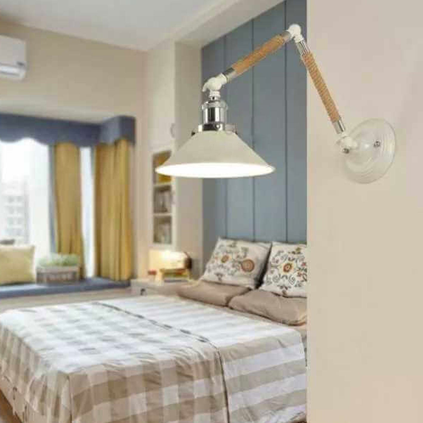Vintage Twine Woven Cone Shade 1-Light Wall Sconce Lamp