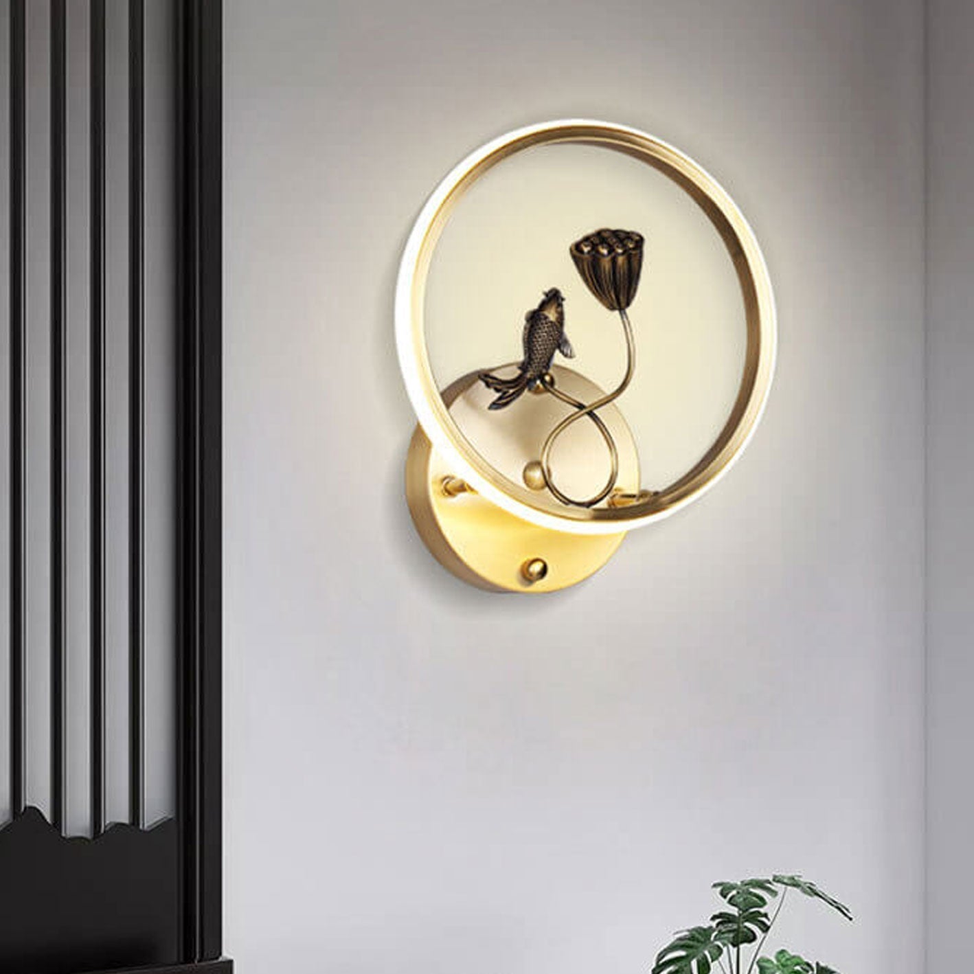 Chinese Lotus Pond Landscape Design LED Wall Sconce Lamp