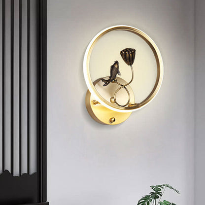Chinese Lotus Pond Landscape Design LED Wall Sconce Lamp