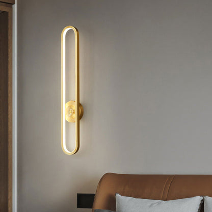 Light Luxury Full Brass Long Ring LED Wall Sconce Lamp