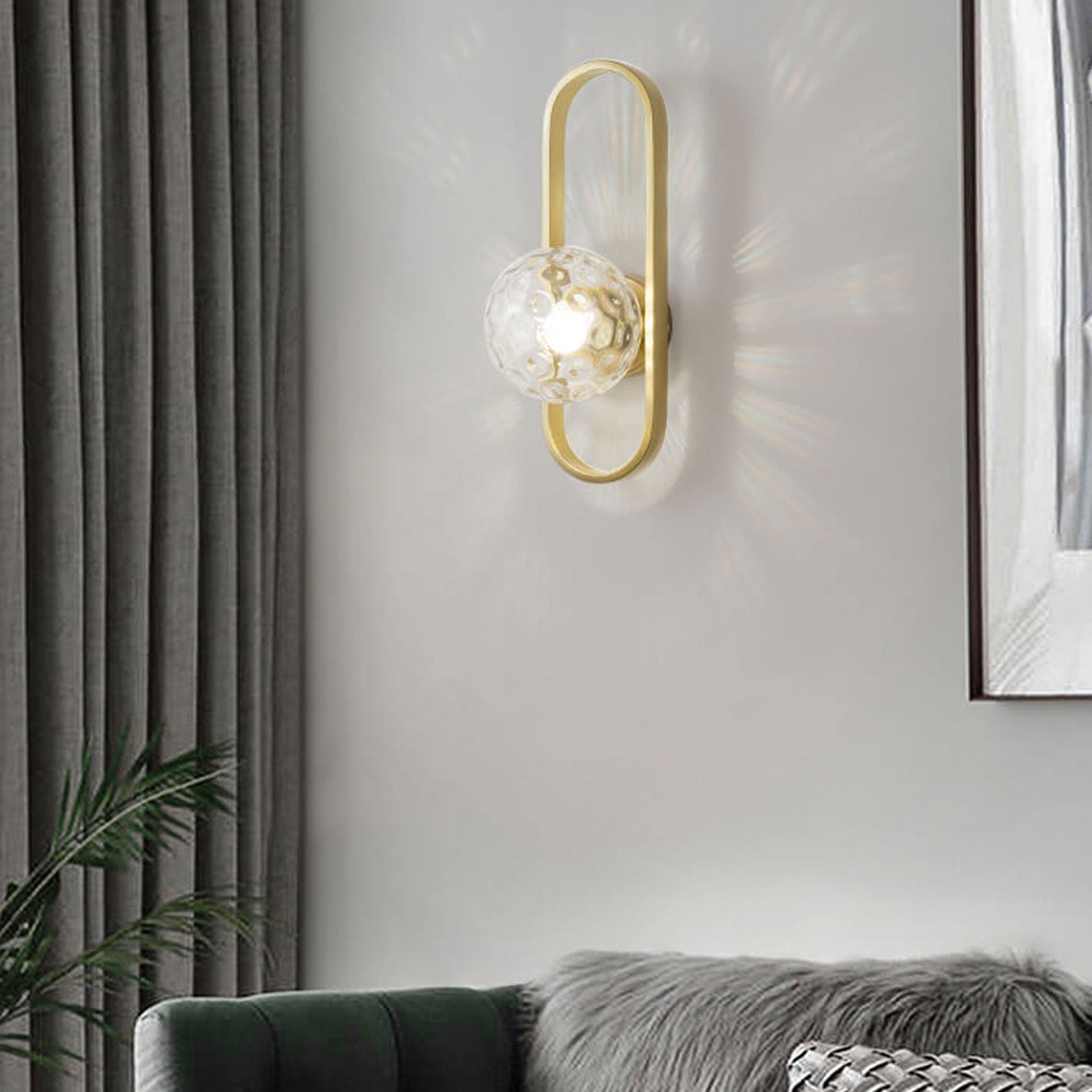 Minimalist Oval Ring Iron Glass 1-Light Wall Sconce Lamp
