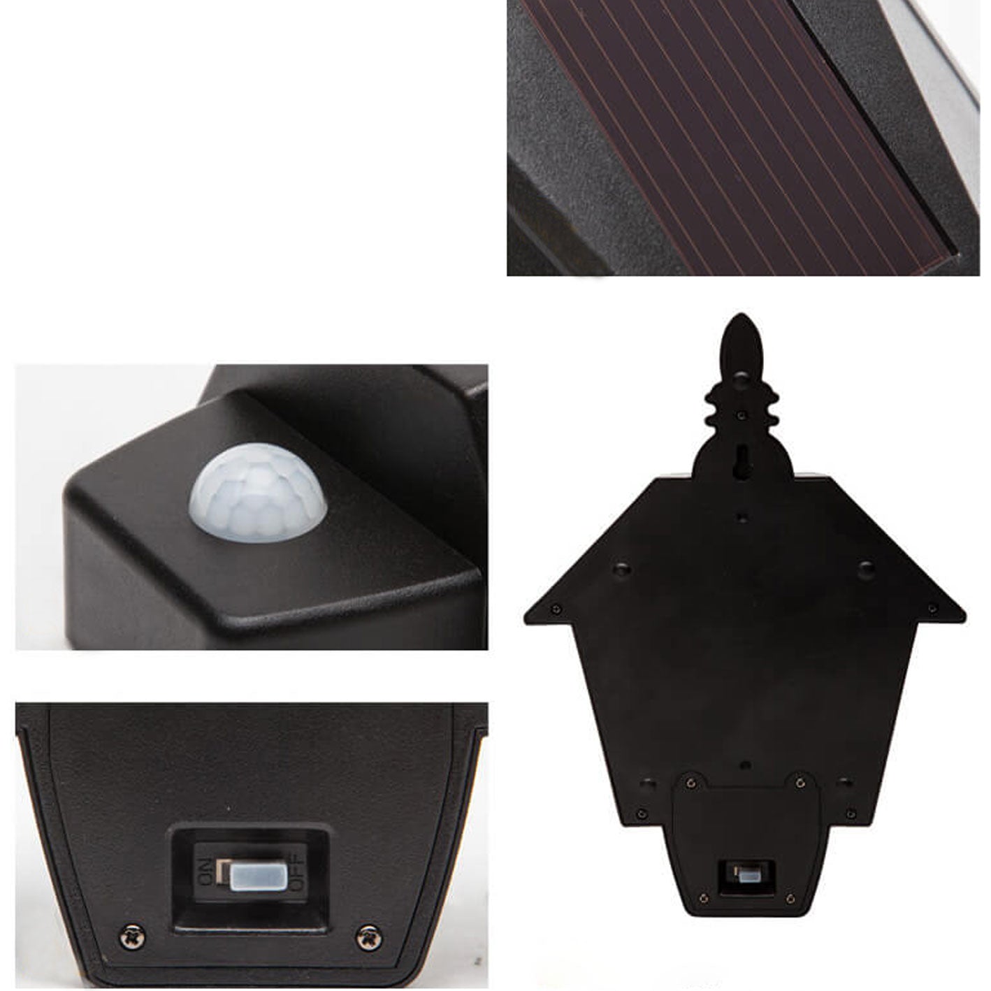 Solar Human Smart Sensor Light Black LED Wall Sconce Lamp