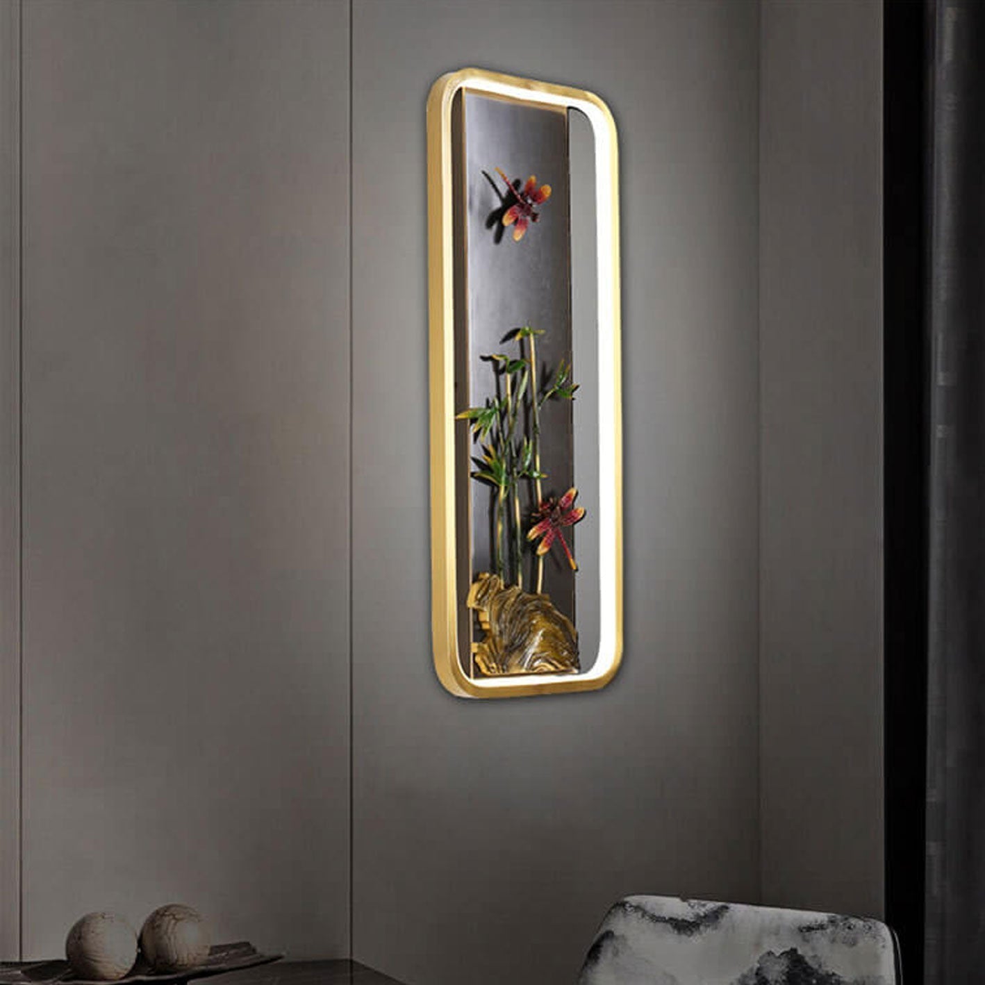Modern Chinese Enamel Mural Design LED Wall Sconce Lamp