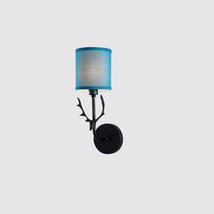 Industrial Fabric Deer Head Design 1-Light Wall Sconce Lamp