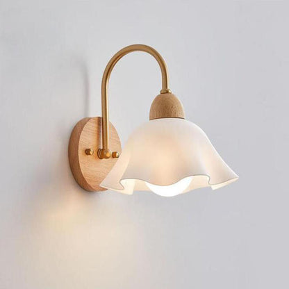 Japanese Flower Pleated 1-Light Wall Sconce Lamp