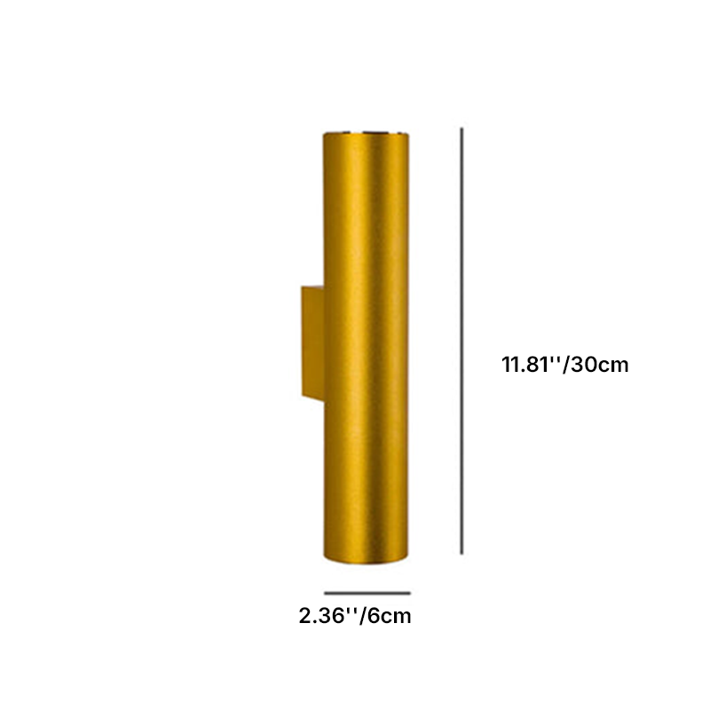 Round Aluminum Cylindrical 2-Light Wall Sconce Lamp