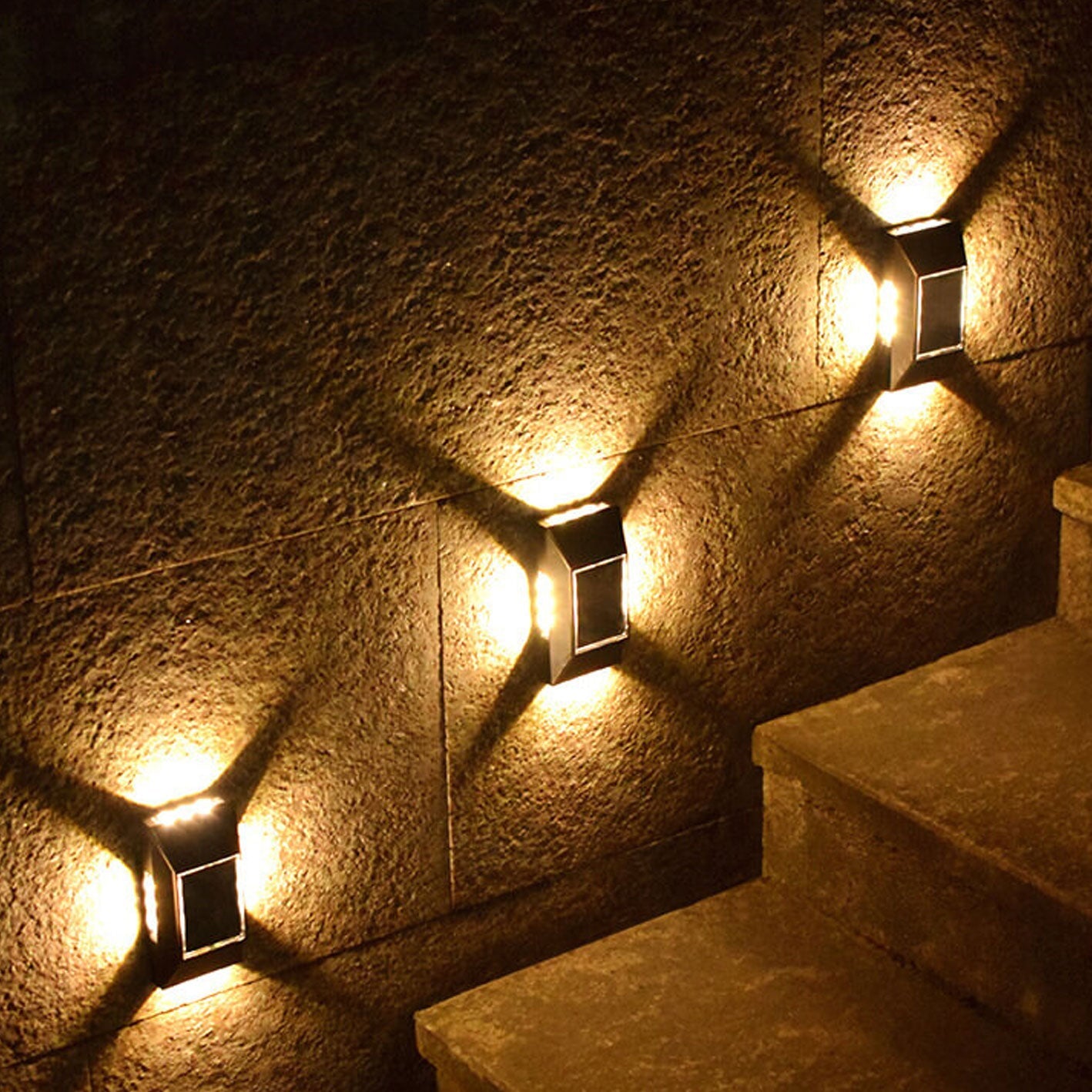Solar Around Lighting Garden Outdoor Light Wall Sconce Lamp