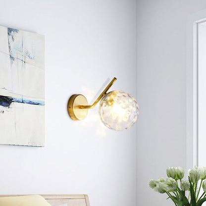 Minimalist Glass Ball Curve Lamp Arm 1-Light Wall Sconce