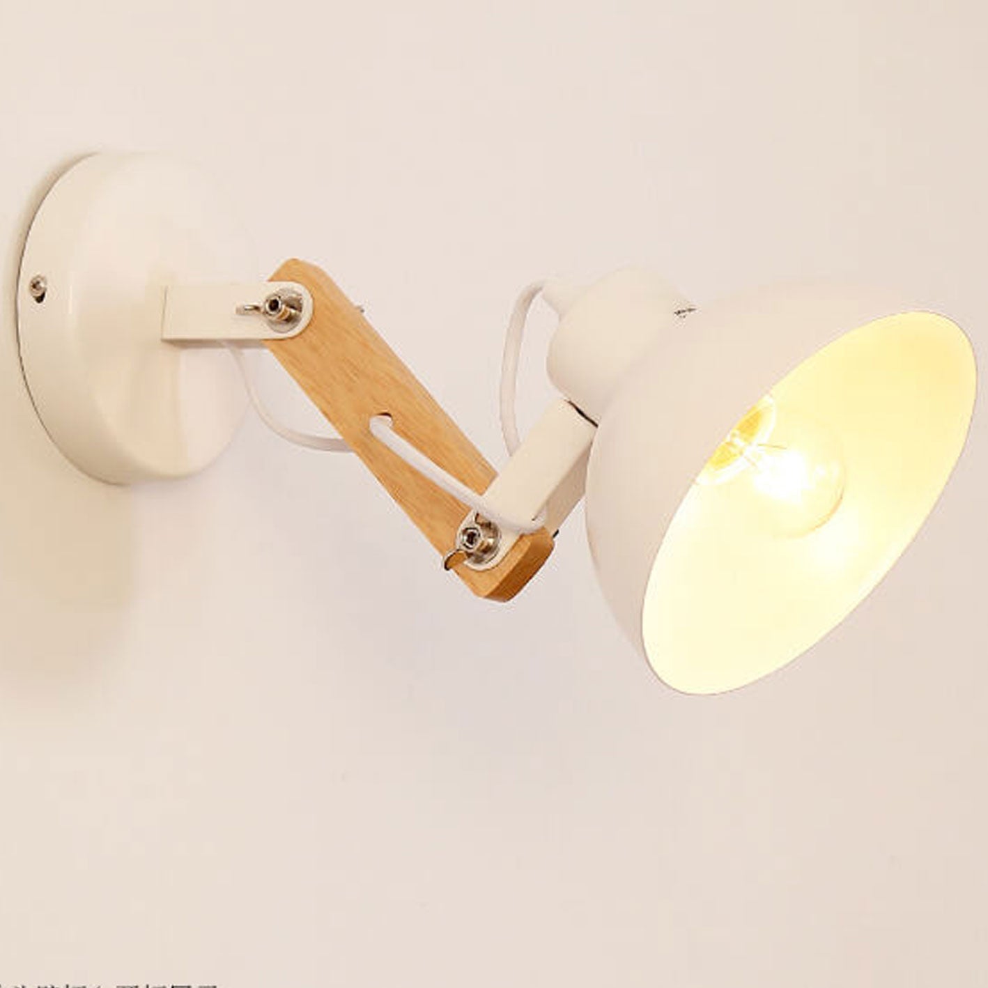 Semicircle Solid Wood Wrought Iron 1-Light Wall Sconce Lamp