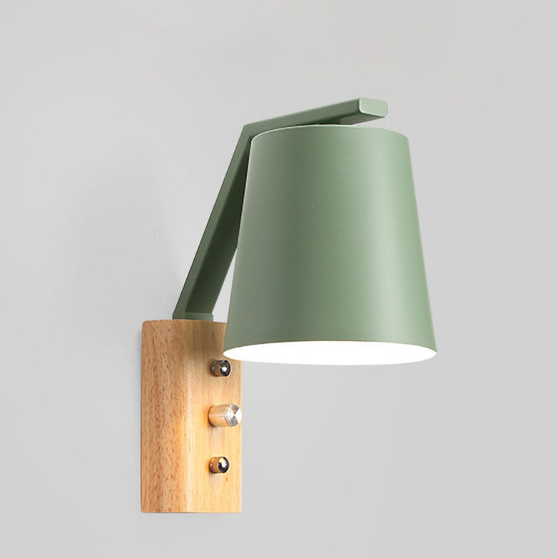 Nordic Solid Wood Cylindrical 1-Light Wall Sconce Lamp