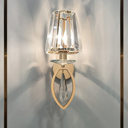 Metal Steel Crystal Ball Cylinder 1-Light Wall Sconce Lamp
