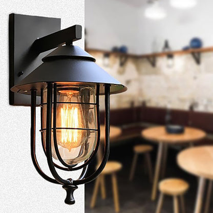 Industrial Bird Cage Iron Glass 1-Light Wall Sconce Lamp