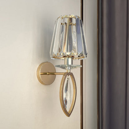 Metal Steel Crystal Ball Cylinder 1-Light Wall Sconce Lamp