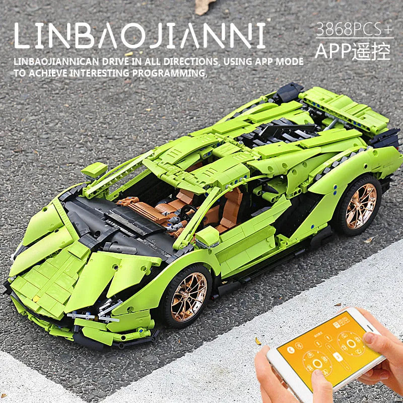 MOC APP RC Lamborghini Hyper Racing Car Bricks Toys 13057