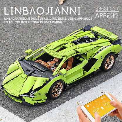 MOC APP RC Lamborghini Hyper Racing Car Bricks Toys 13057