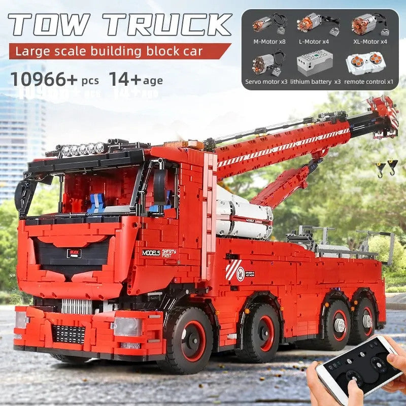 MOC 19008 Tech RC Heavy Rescue Tow Truck Bricks Toy