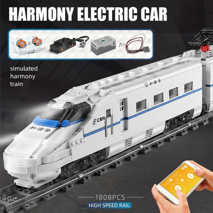 MOC APP Motorized RC CRH2 High-Speed Train Bricks Toy