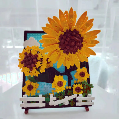 MOC Ideas Sunflowers Helianthus Art Painting Bricks Toy