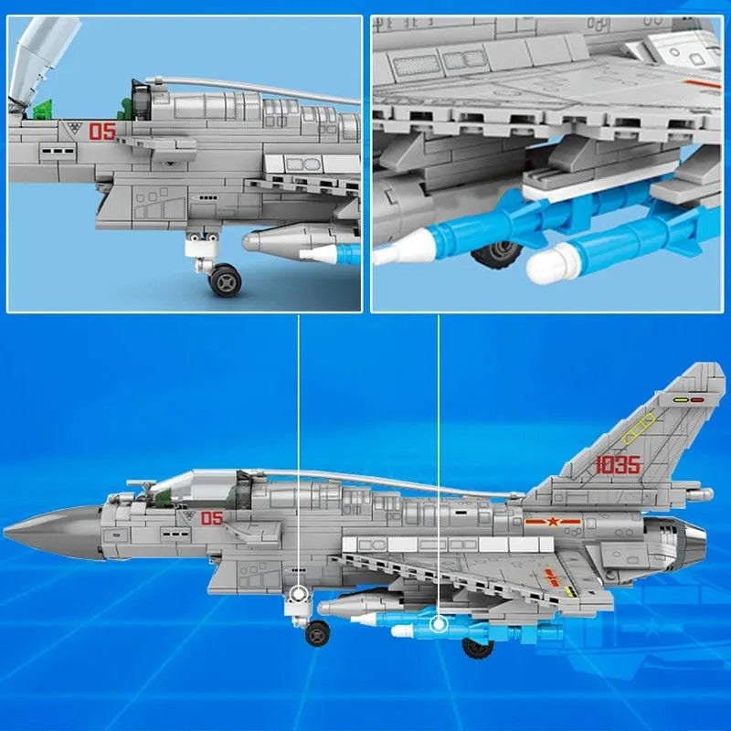 Military Aircraft MOC J-10B Fighter Jet Bricks Toys