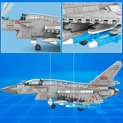 Military Aircraft MOC J-10B Fighter Jet Bricks Toys