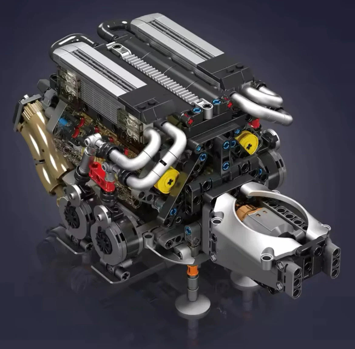NEW Motorized W16 Engine Building Blocks Set Model Adults MOC Working Car