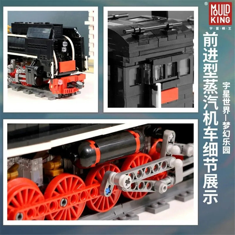 MOC APP Motorized RC QJ Steam Locomotive Train Bricks Toy