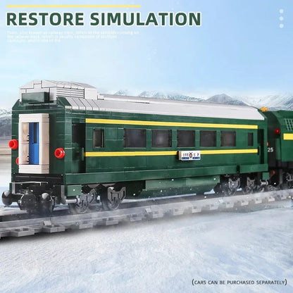 MOC Green Diesel Train Extended Carriage Bricks Toy