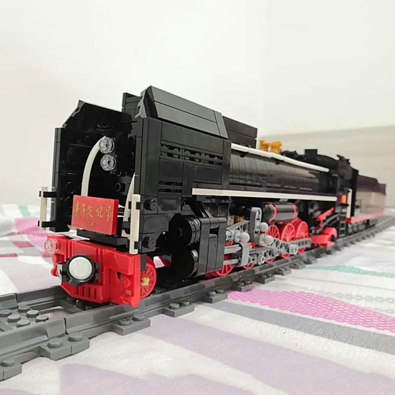 MOC APP Motorized RC QJ Steam Locomotive Train Bricks Toy