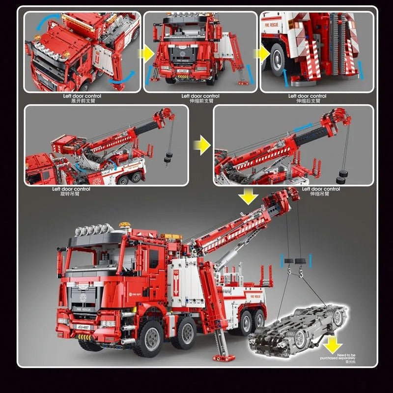 MOC RC APP Heavy Fire Rescue Truck Bricks Toys