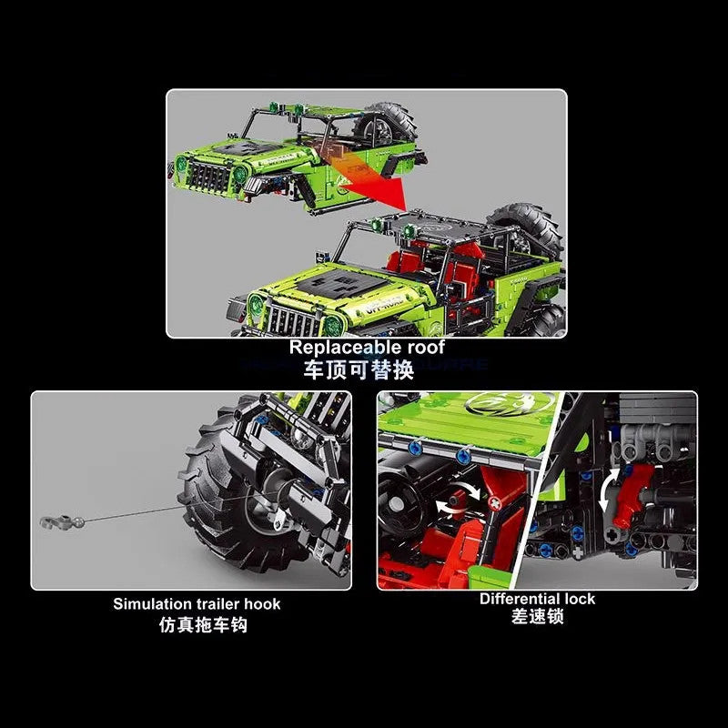 MOC Off-Road JEEP Wrangler Trailcat SUV Car Bricks Toy T5010A