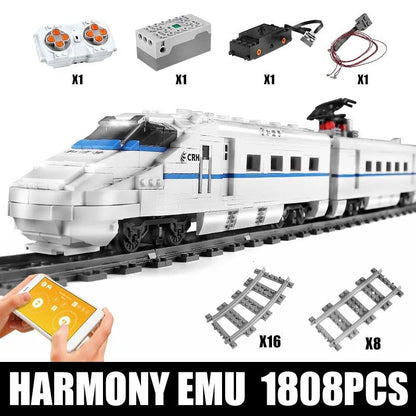MOC APP Motorized RC CRH2 High-Speed Train Bricks Toy