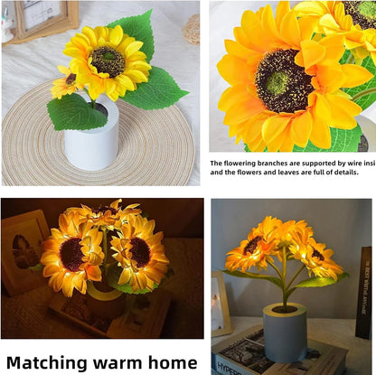 NEW Siluyado Artificial Sunflower Night Light, USB Rechargeable Flower Lamp