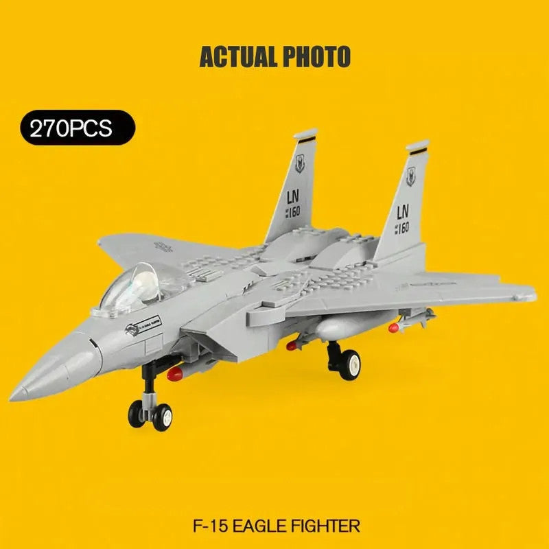 MOC Military F-15 Eagle Fighter Plane Bricks Kids Toys