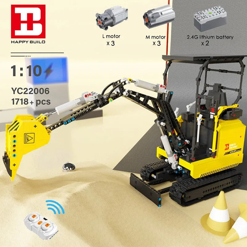 MOC APP Motorized RC Mini Excavator Truck Bricks Toys
