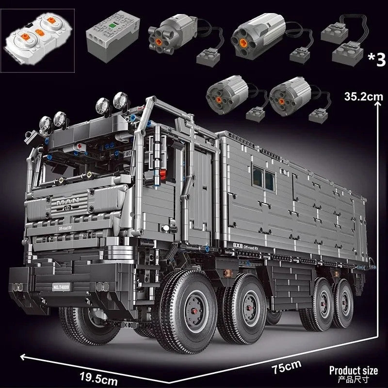 Motorized MOC RC Luxury Off-Road Heavy RV Truck Bricks Toy T4009