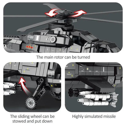 MOC Military WZ-10 Gunship Attack Helicopter Bricks Toy
