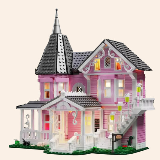 NEW Pink Modern House Villa Building Blocks Set Model Adults MOC Display Kit