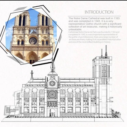 MOC Architecture Paris Notre Dame Cathedral Bricks Toy