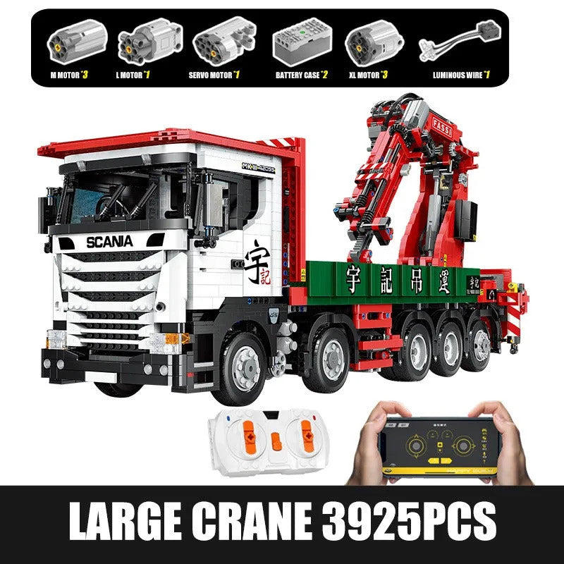 MOC APP Motorized Scania Crane Lorry RC Truck Bricks Toys